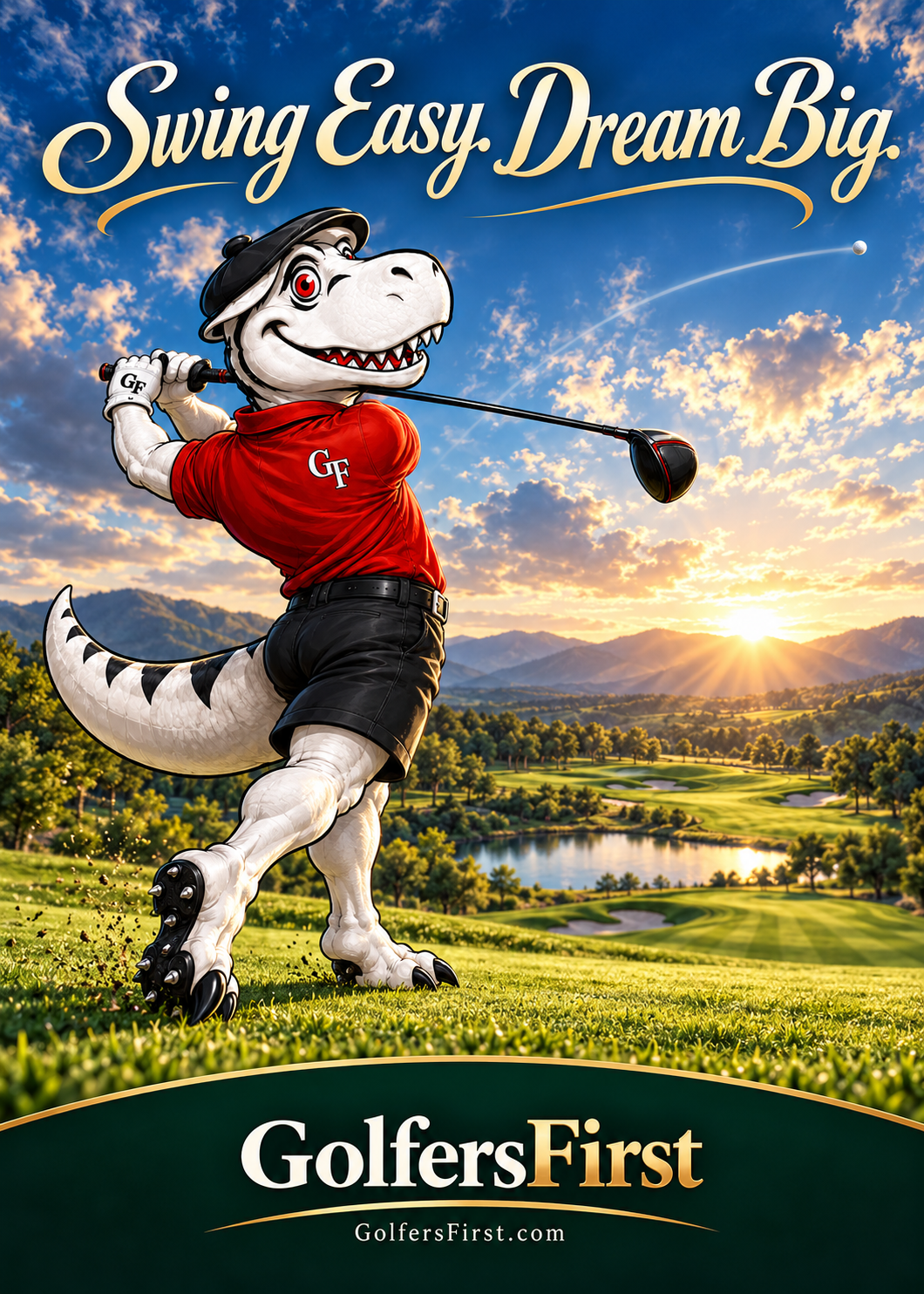 Rex Fairway greeting card: Swing Easy. Dream Big.